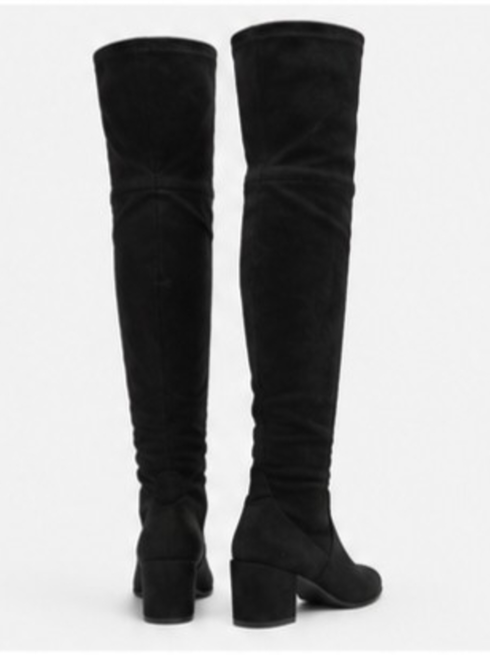 Over-the-Knee Black Suede Block Heel Boots - Picture 3 of 8